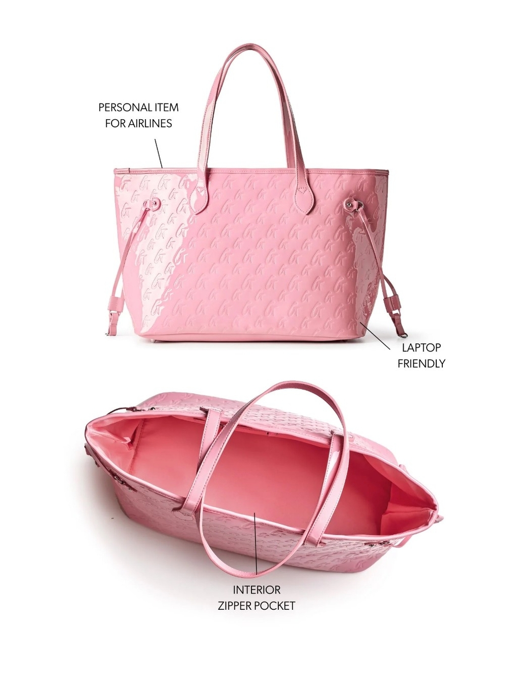 Pink Embossed Tote Bag - Stylish Everyday Carry - Picture 5 of 8